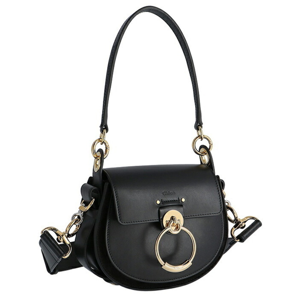 Chloe Tess Small Shoulder Bag Leather Suede Black